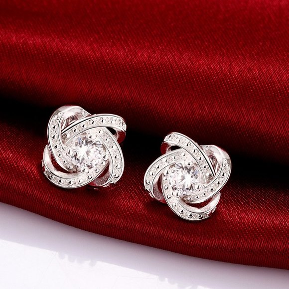 💎NWT 925 Silver Plated Diamond Earrings - Picture 5 of 6